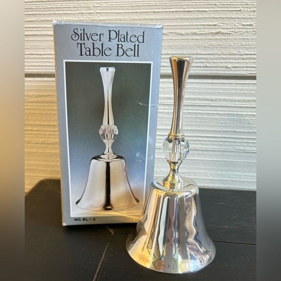 Vintage Silver Plated Table Bell With Strass Swarovski Crystals And Box - Picture 2 of 6